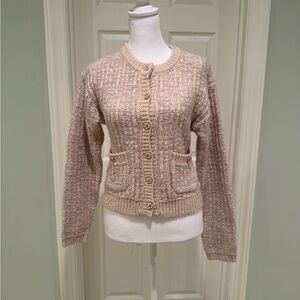 Astr Textured Lavender/Cream Cardigan Sweater